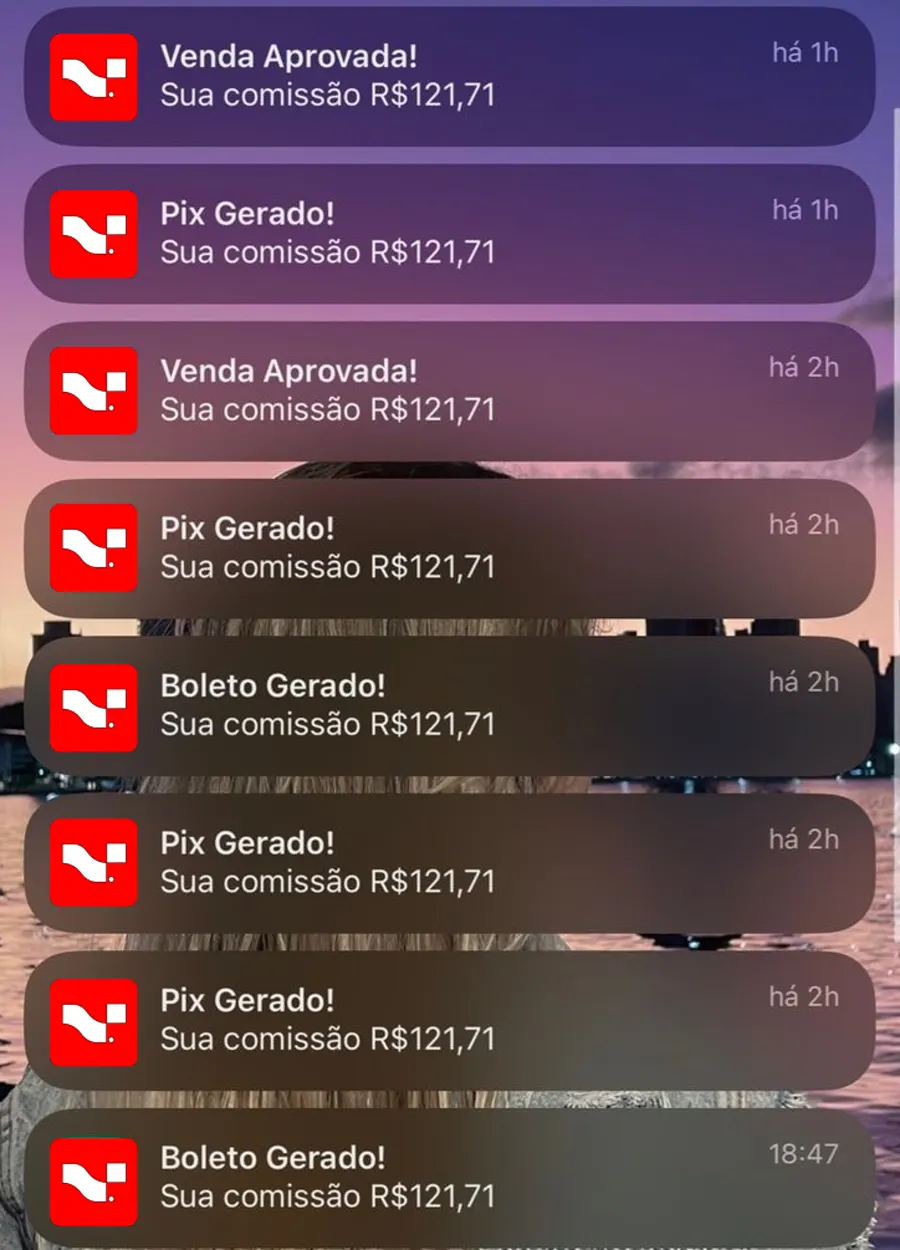 Notificações de venda em tempo real